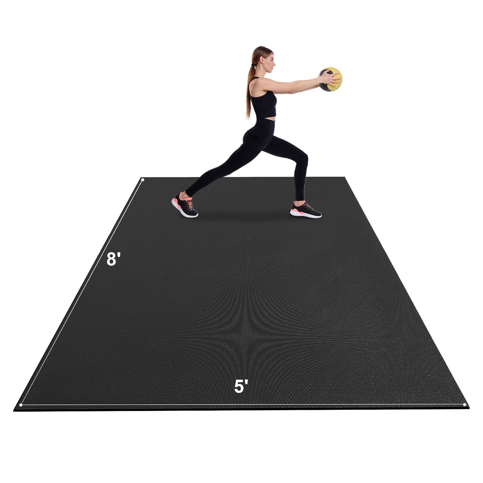 Extra-large non-slip yoga and exercise mat with carry strap and bag