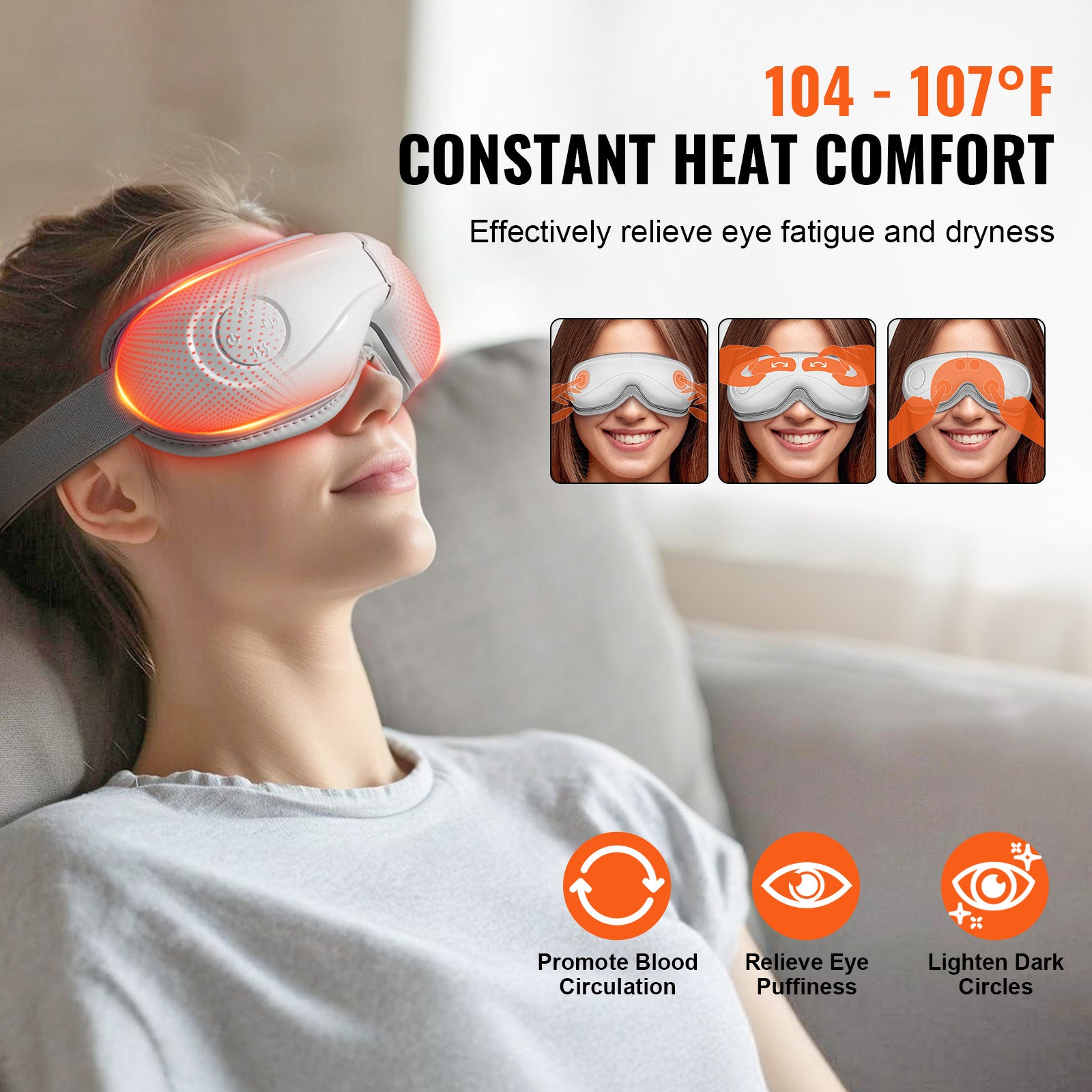Heated eye massager Bluetooth relaxation mask for tired eyes