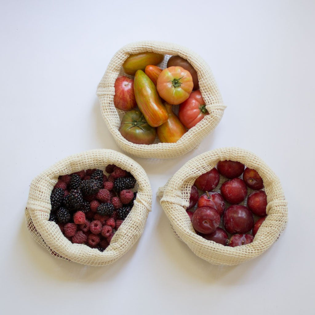 Reusable Cotton Mesh Produce Bags (Set of 2) — Plastic-Free Grocery Bags