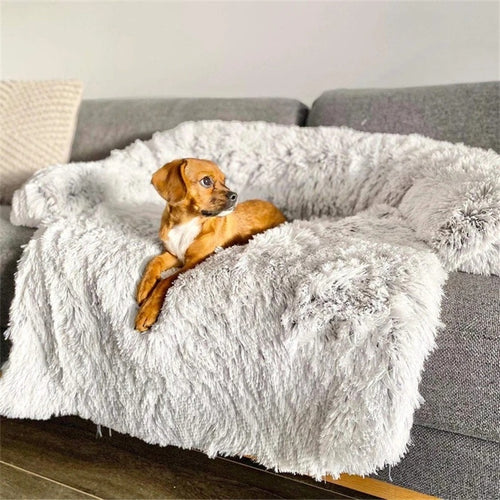 Calming donut dog bed anti-anxiety cuddler with raised rim for pets