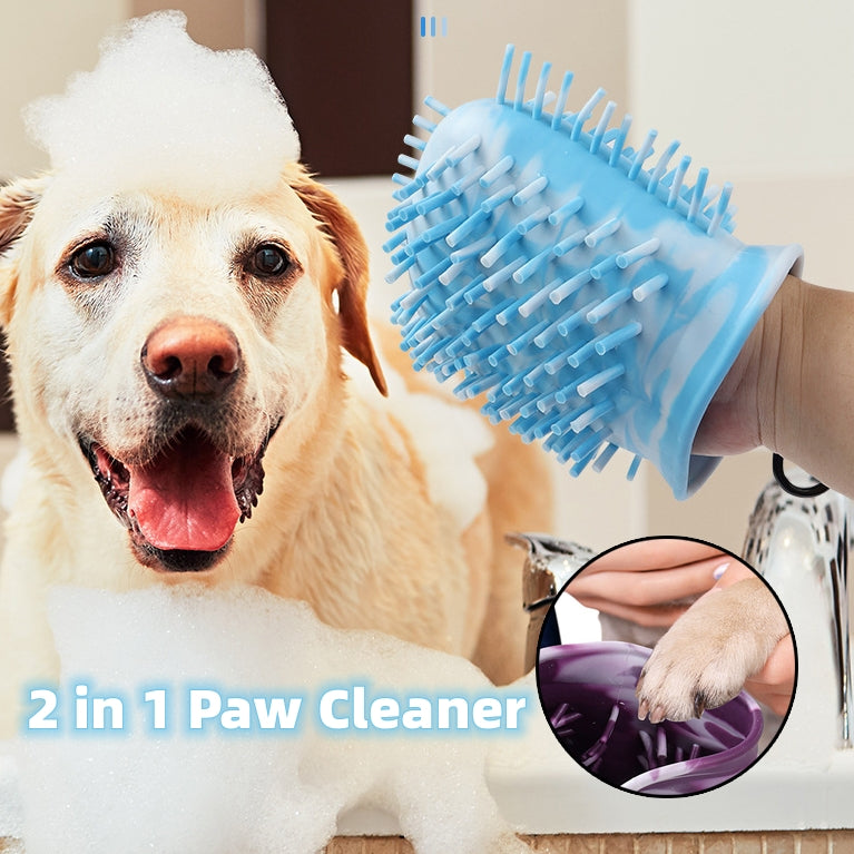 Portable dog paw cleaner cup with soft silicone bristles for muddy paws