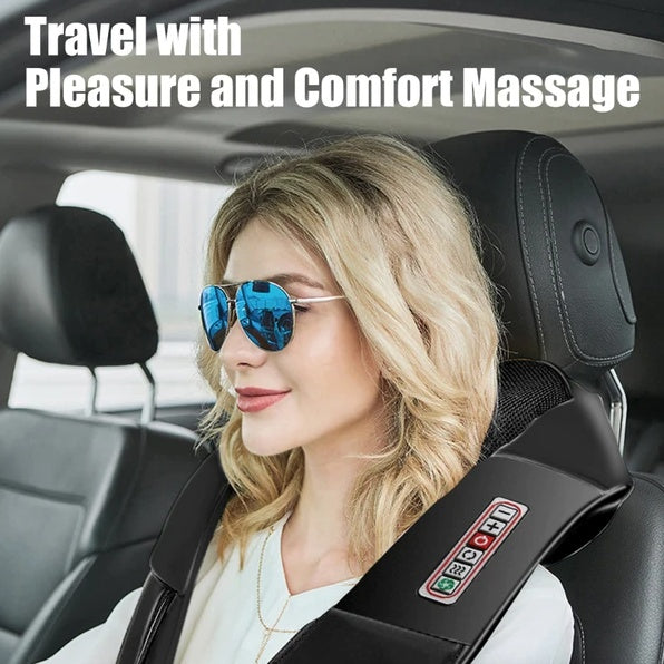 Shiatsu neck and shoulder massager with 3D kneading nodes and heat